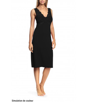 Sleeveless nightdress with lace-trimmed V-shaped neckline and backline 