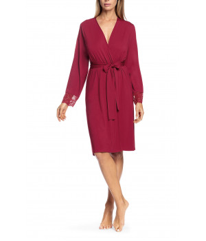 Long-sleeved robe with lace inserts on the back and cuffs 