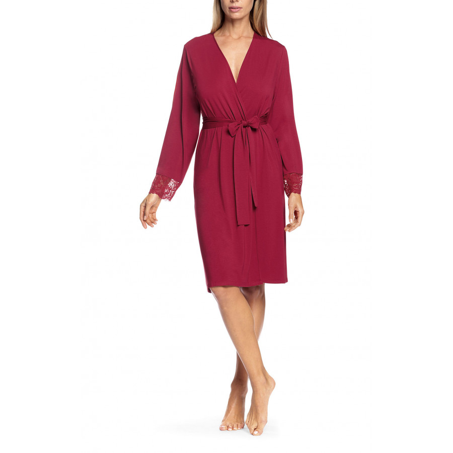Long-sleeved robe with lace inserts on the back and cuffs