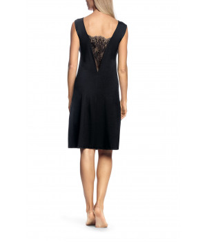Elegant sleeveless knee-length nightdress with lace inserts