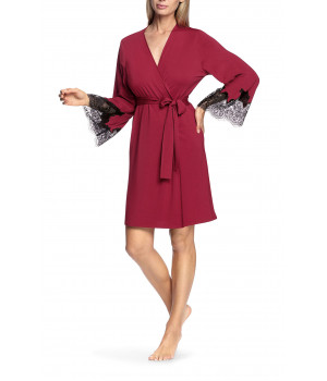 Knee-length robe with flared lace cuffs