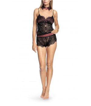 Top, French knickers and lace false collar necklace nightset