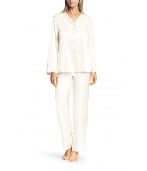 Two-piece satin pyjamas with lace inserts