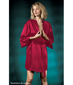 Satin kimono-style robe with loose-fitting sleeves. Coemi-lingerie