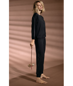 Bas de pyjama / tenur d'intérieur noir longues jambes droites. Coemi Studio