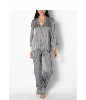 Zweiteiliger Pyjama, Hemd-Oberteil mit langen Ärmeln 