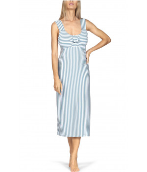 Mid-length nightdress with wide shoulder straps front and back.