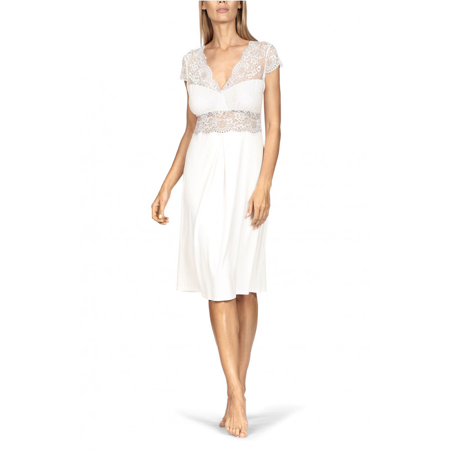 A delightful short-sleeve knee-length nightdress with lace inserts. Coemi-lingerie