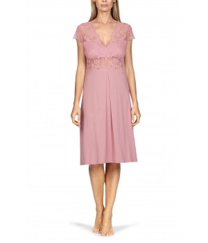 A delightful short-sleeve knee-length nightdress with lace inserts.