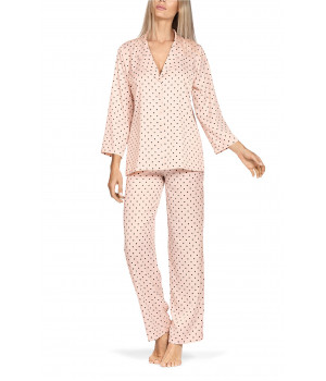 Zweiteiliger Pyjama aus Satin in Punktemuster mit ¾-Ärmeln. Coemi-lingerie