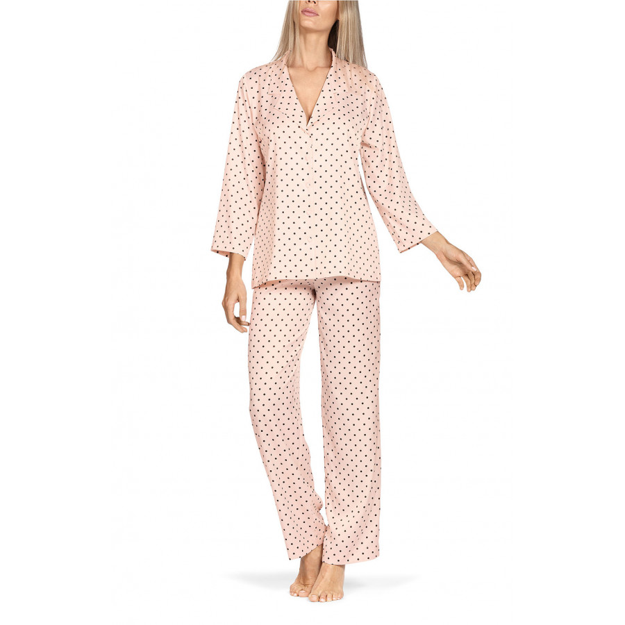 Two-piece satin polka dot pyjamas with three-quarter sleeves. Coemi-lingerie