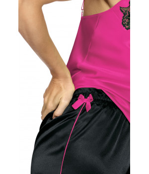 Hose aus schwarzem Satin mit farbiger Paspel. Coemi-lingerie