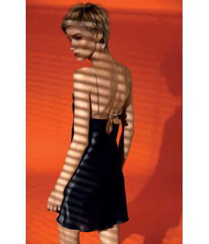 Strappy satin slip dress with two-tone neckline. Coemi-lingerie