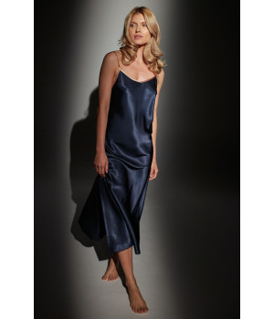 Long satin nightdress with thin straps and slightly flared skirt - Coemi-lingerie