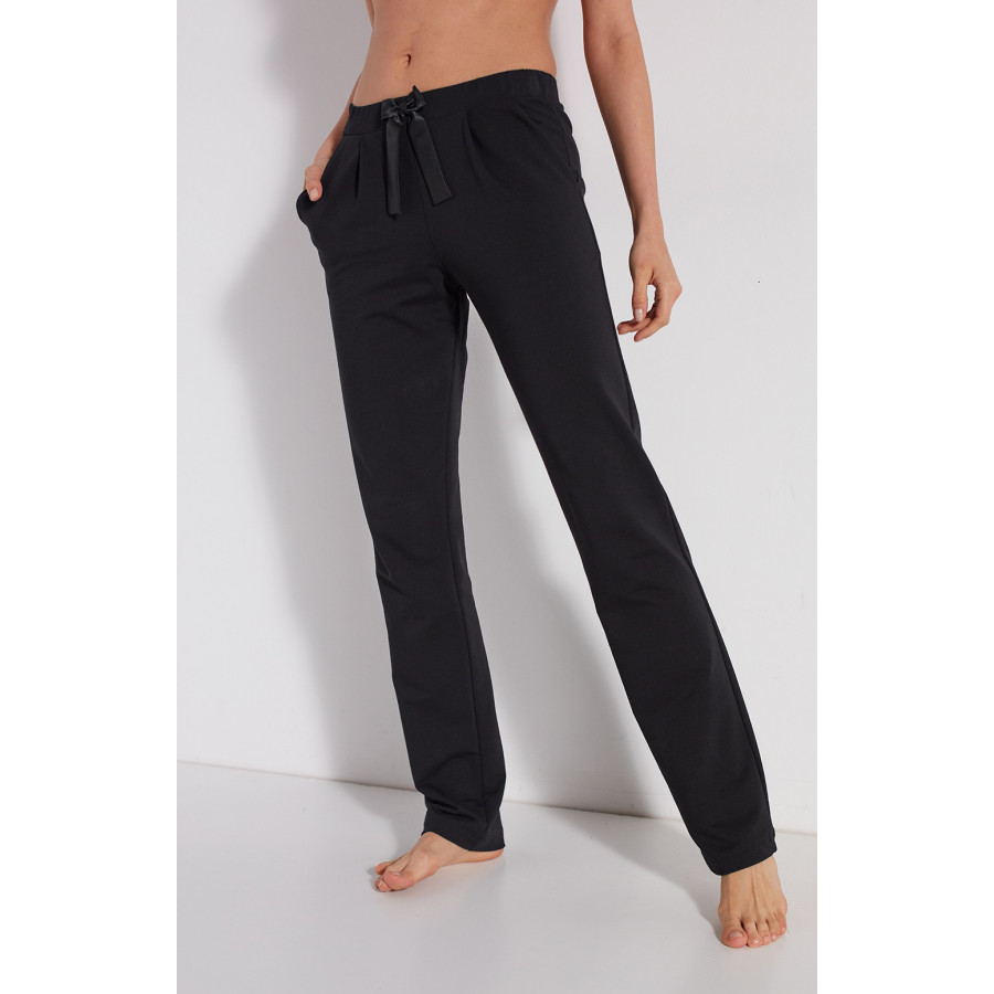 Straight-cut cotton loungewear joggers with wide ankles and elasticated waist - Cioemi-Lingerie