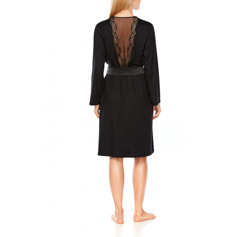 Long-sleeve, knee-length, tulle and lace dressing gown - Coemi-Lingerie