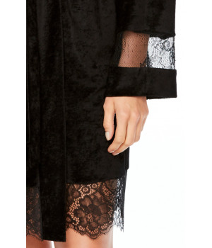 Knee-length dressing gown with long lace sleeves - Coemi-lingerie