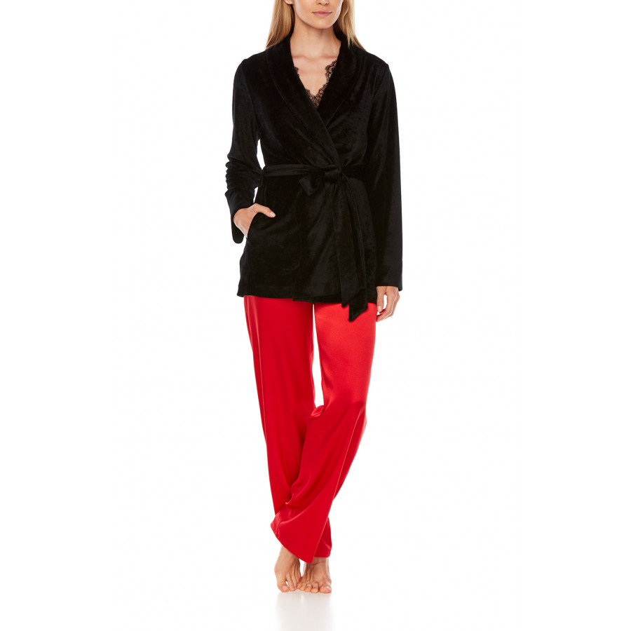 Satin pyjamas or loungewear set composed of a top, bottoms and long-sleeve jacket - Coemi-Lingerie