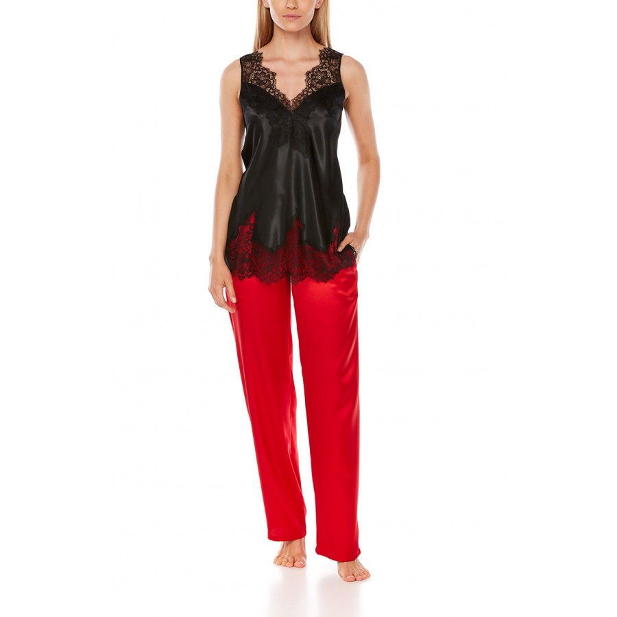 Satin pyjamas or loungewear set composed of a top, bottoms and long-sleeve jacket - Coemi-Lingerie