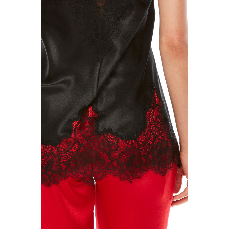 Long, sleeveless satin and lace top - Coemi-Lingerie