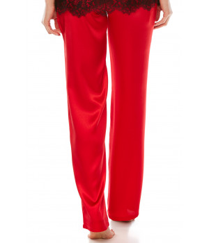 Red, loose-fit, straight-cut satin trousers - Coemi-Lingerie