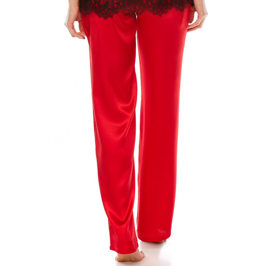 Red, loose-fit, straight-cut satin trousers - Coemi-Lingerie