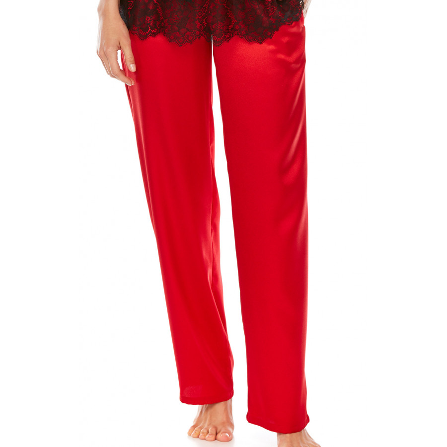 Gerade, weite Pyjama-Hose aus rotem Satin - Coemi-Lingerie