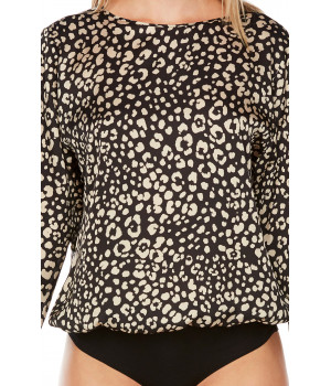 Eleganter Body mit Hemd-Oberteil aus Satin im Leoparden-Print - Coemi-Lingerie