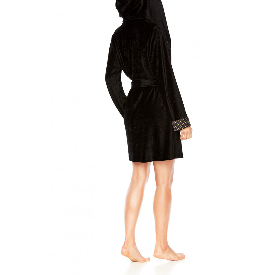 Short dressing gown in a blend of bamboo fibre with a wide hood - Coemi-Lingerie