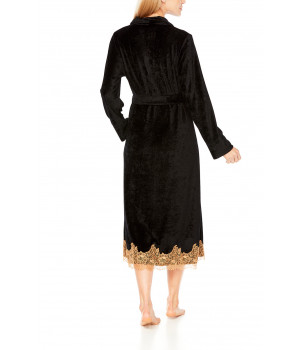 Elegant, long bathrobe/dressing gown in a blend of bamboo fibre and lace - Coemi-Lingerie