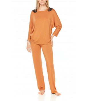 Pyjama aus Micromodal mit langen Ärmeln und Spitze - Coemi-Lingerie