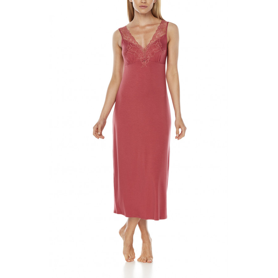 Long, sleeveless micromodal and lace nightdress with ties - Coemi-Lingerie