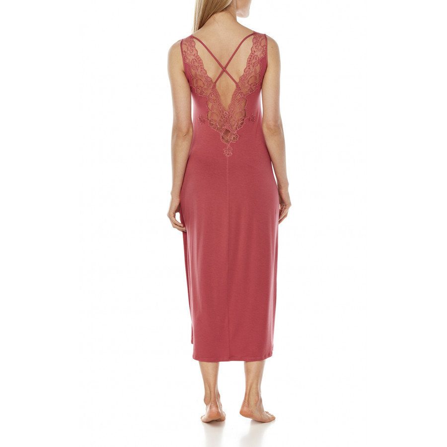 Long, sleeveless micromodal and lace nightdress with ties - Coemi-Lingerie