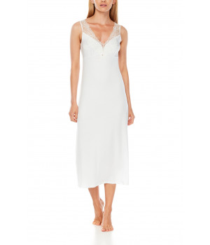Long, sleeveless micromodal and lace nightdress with ties