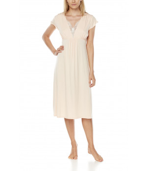 Straight-cut nightdress/lounge robe with short flounce sleeves