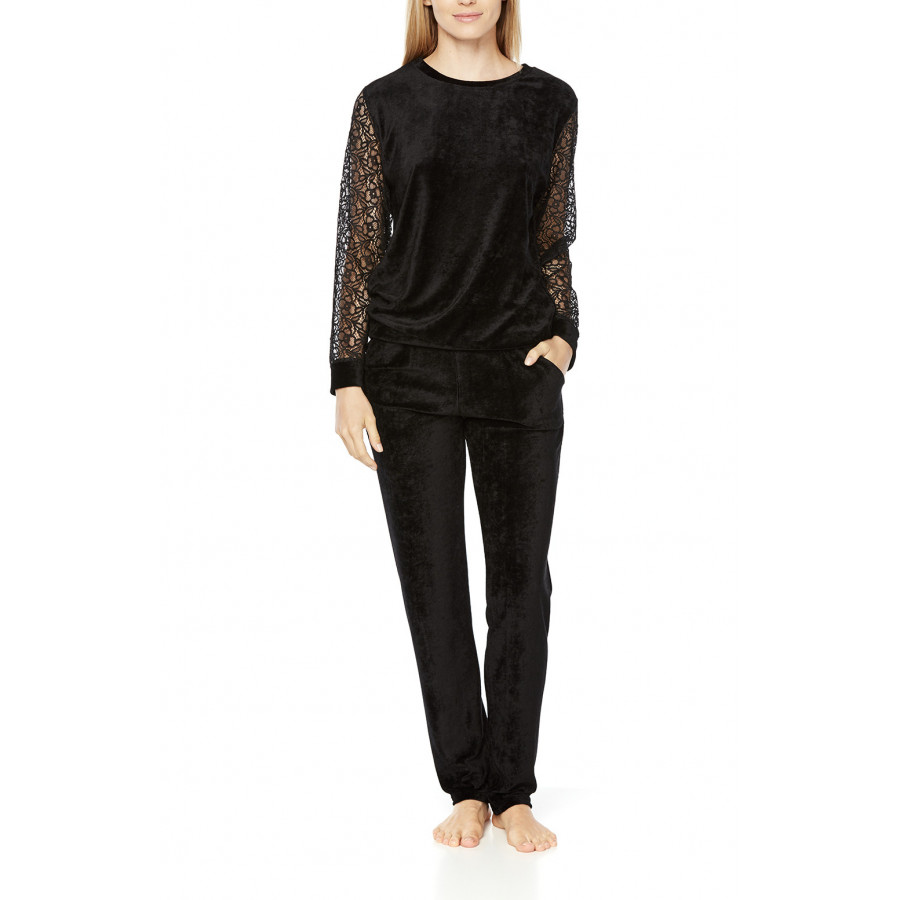 Long-sleeve pyjamas/loungewear in a blend of bamboo fibre and lace - Coemi-Lingerie