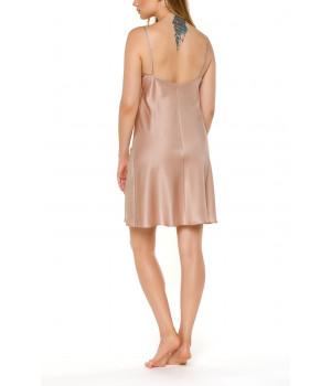 Short silk night dress with thin straps and lace - Coemi-lingerie