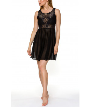 Sleeveless negligee with top buttoned at the back, and flared skirt - Coemi-lingerie