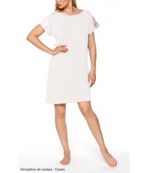 Short-sleeve nightdress with lace at the round neckline - Coemi-lingerie