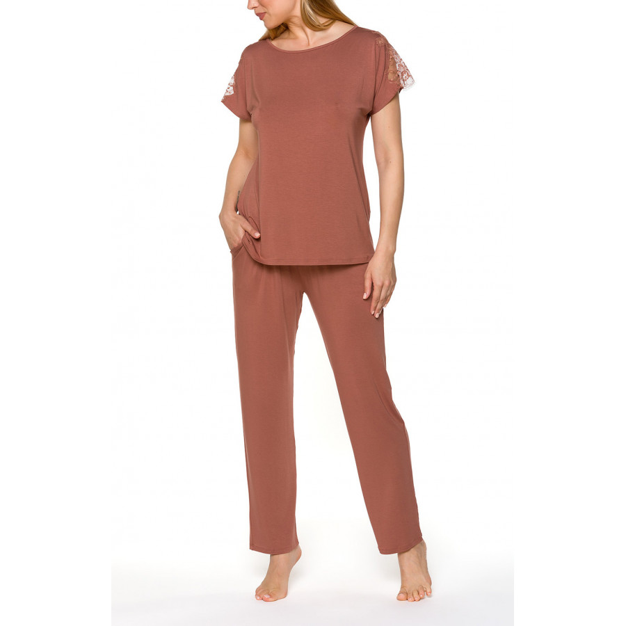 Two-piece pyjamas with round neck and short sleeves - Coemi-lingerie