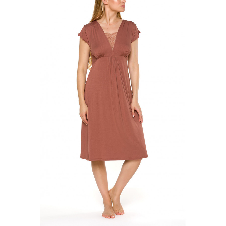 Mid-length nightdress/lounge robe with loose-fitting short sleeves - Coemi-lingerie
