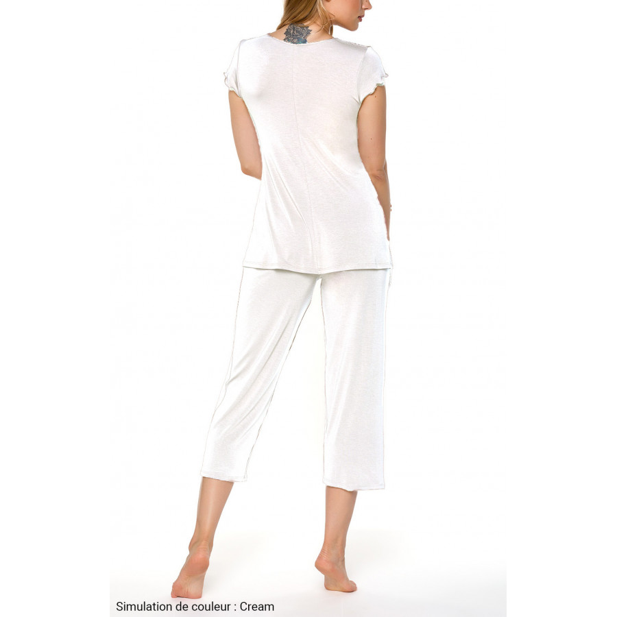 Zweiteiliger Pyjama mit kurzärmeligem Oberteil und ¾-Hose - Coemi-lingerie