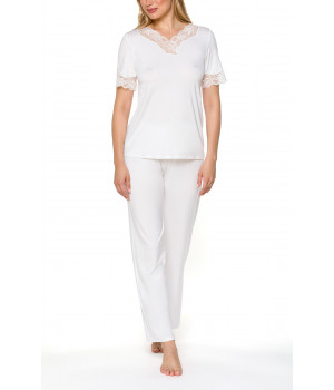 Pyjamas/loungewear with T-shirt-style top and straight-cut bottoms