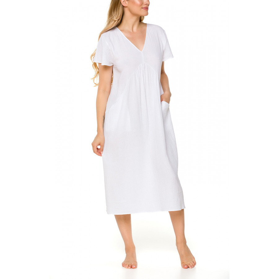 Weites Nachthemd / Hauskleid mit kurzen, ausgestellten Ärmeln - Coemi-lingerie