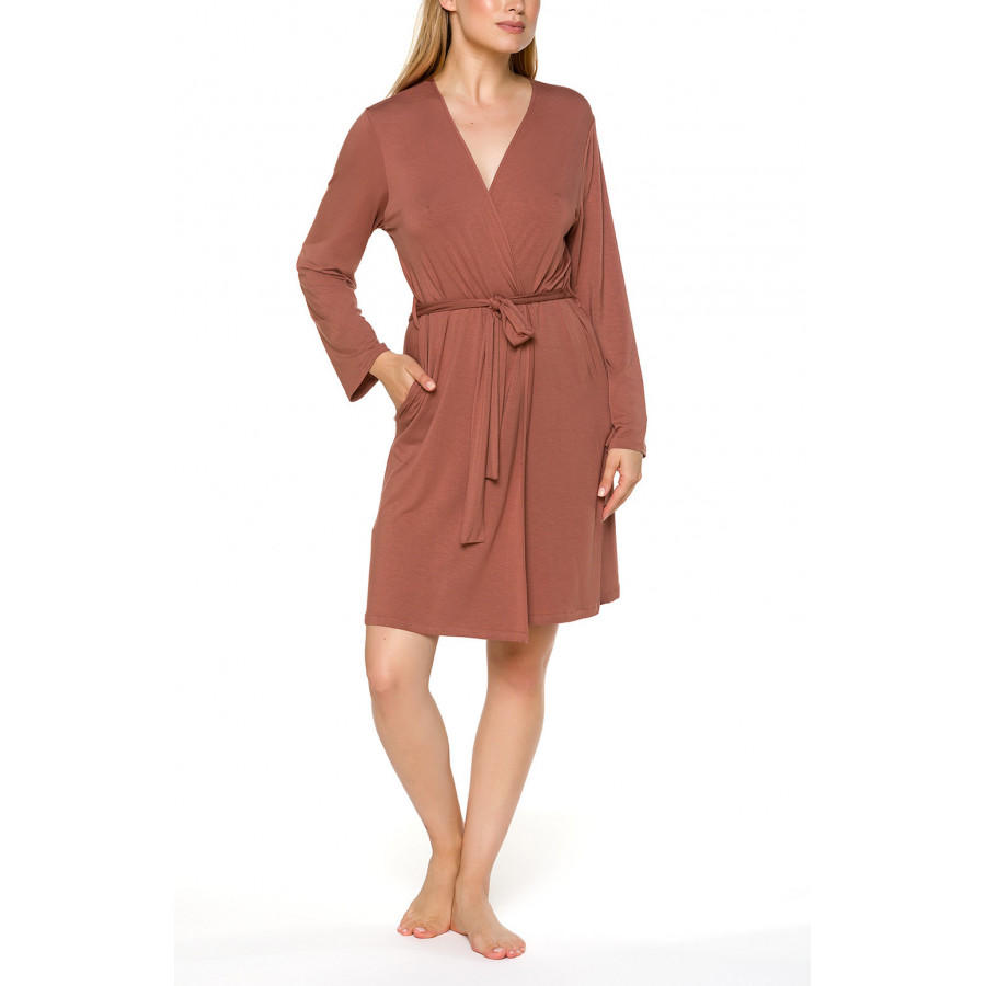 Classic short fitted dressing gown with long sleeves Different colours - Coemi-lingerie