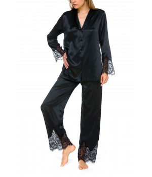 Zweiteiliger Pyjama aus Satin und farblich abgestimmter Spitze - Coemi-lingerie