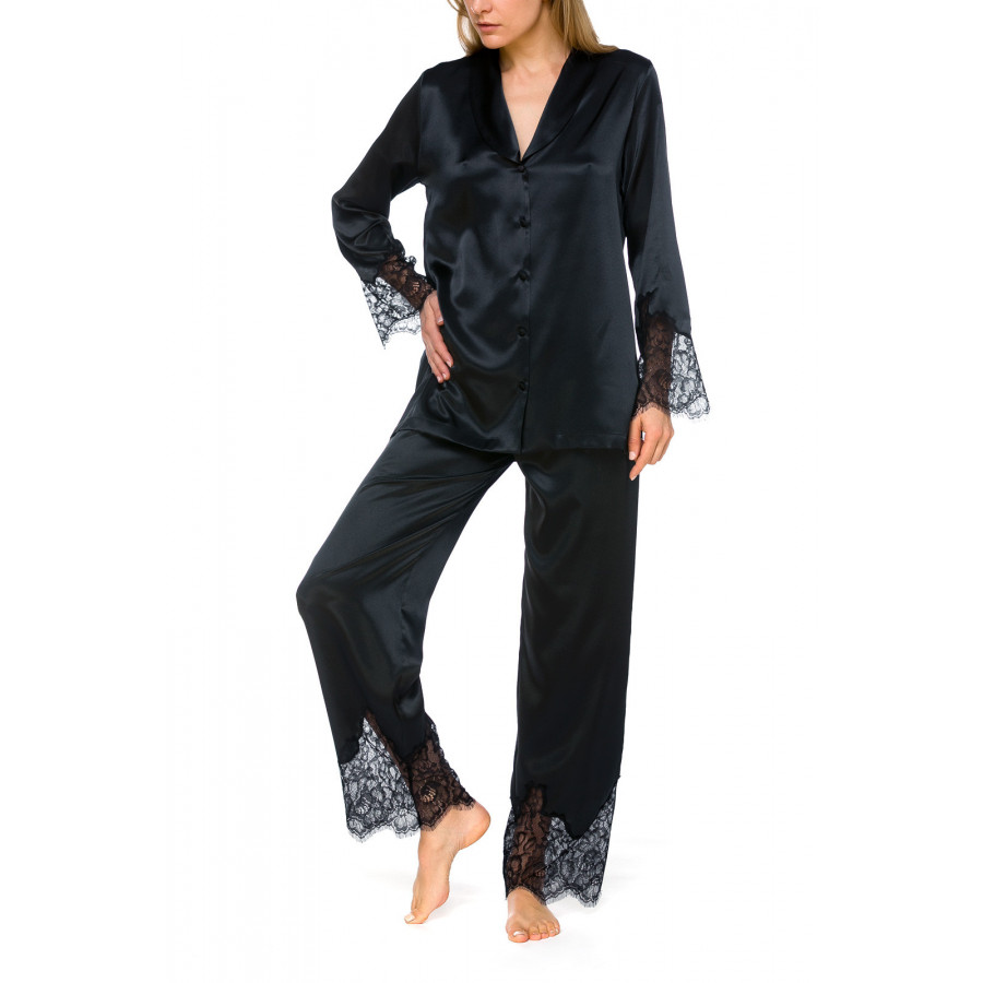 Gorgeous 2-piece satin pyjamas with matching lace - Coemi-lingerie