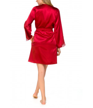Joli déshabillé court en satin et dentelle rouge - Coemi-lingerie