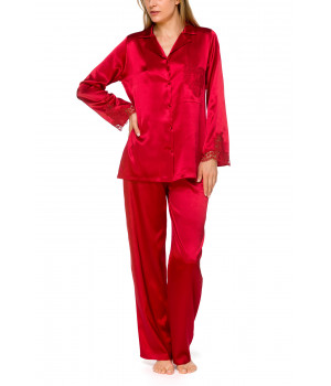 Sublime pyjama 2 pièces en satin et dentelle rouge