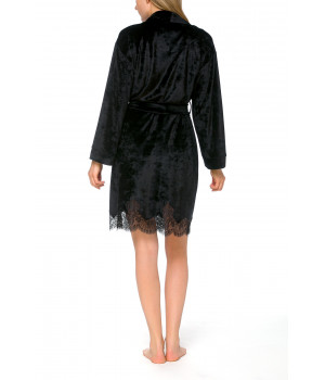 Pretty, black short bathrobe in a blend of bamboo fibre - Coemi-lingerie